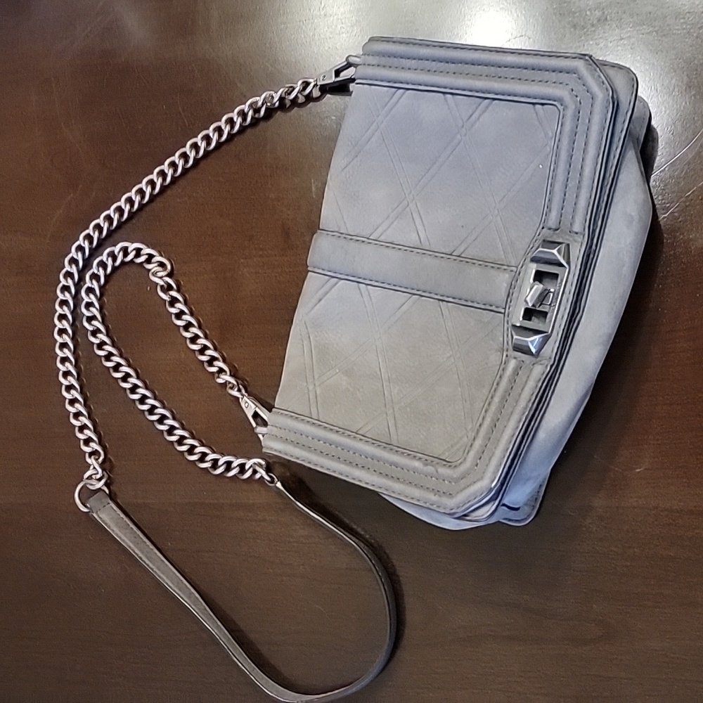 Rebecca Minkoff Grey Suede Shoulder Bag with Chain Strap